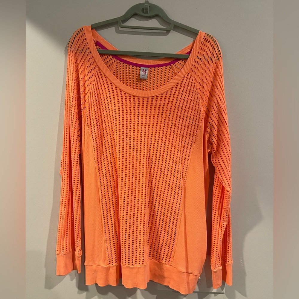 Lane Bryant Vibrant Orange Mesh Sweatshirt